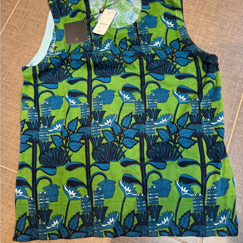 Brooks Brothers Tropical Green and Blue Sleeveless Tank Top